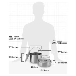2 pot sett kjele 2 deler 1,5L + 3L
