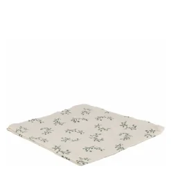 Adine serviett i bomull med broderi 45x45 cm natur/grønn