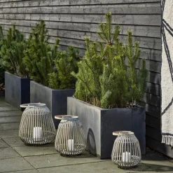 Amas lanterne bambus/glass 25x30 cm natur