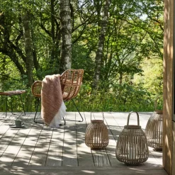 Amas lanterne bambus/glass 29x35 cm natur