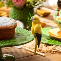 Amazónia kakefat 34 cm med papegøye grønn/gul