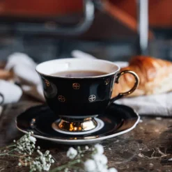 Anima Gemella Nero kopp og tallerken svart