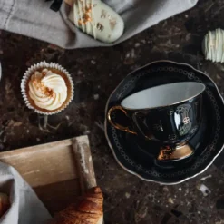 Anima Gemella Nero kopp og tallerken svart