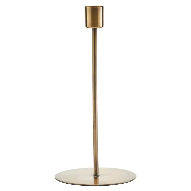 Anit lysestake 20 cm antikk messing