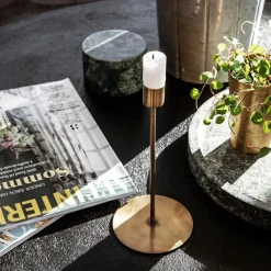 Anit lysestake 20 cm antikk messing