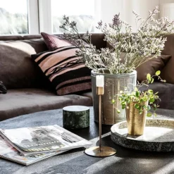 Anit lysestake 20 cm antikk messing