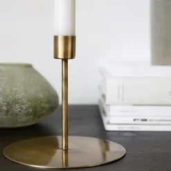 Anit lysestake 12 cm antikk messing