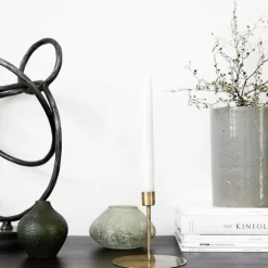 Anit lysestake 12 cm antikk messing