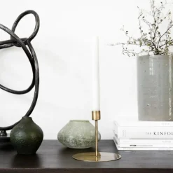 Anit lysestake 12 cm antikk messing