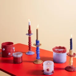 Arlo lykt ekstra liten 10x10 cm lys blå/vinrød