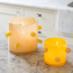 Arlo lysholder 15 cm beige/gul