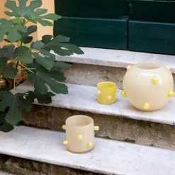 Arlo lysholder 15 cm beige/gul