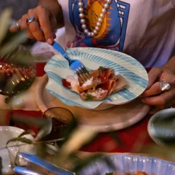 Armona tallerken 23,5 cm stripe lys blå/hvit