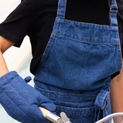 Aron denim forkle 90x70 cm blå