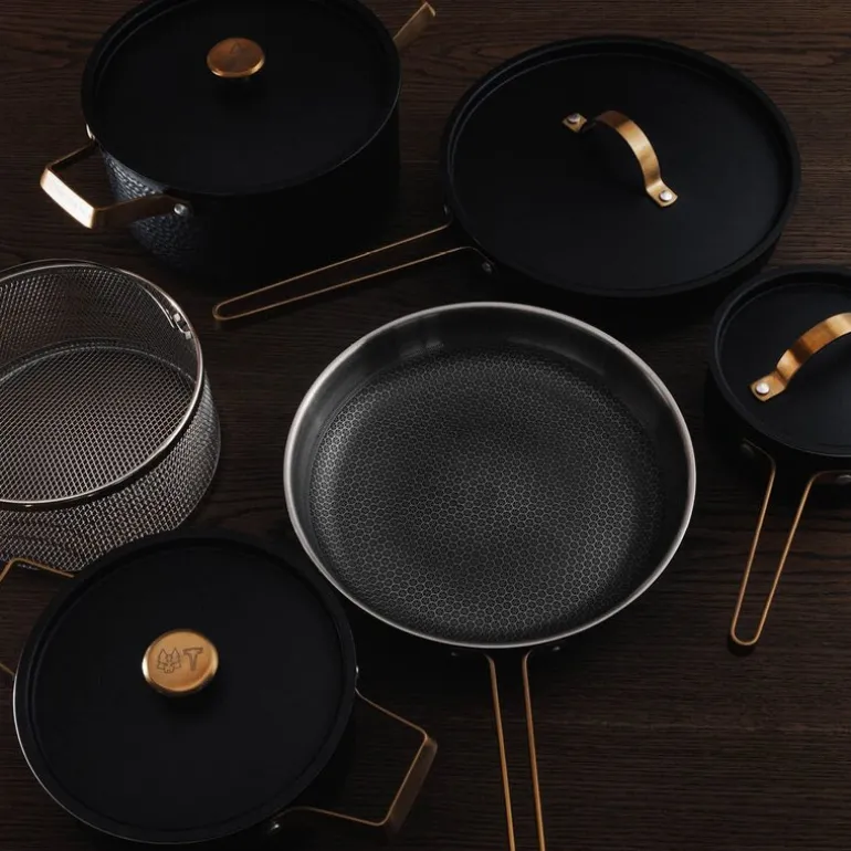 Arvet XL grytesett 6 deler svart/messing