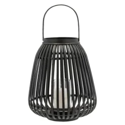 Asra lanterne bambus/glass 29x35 cm svart