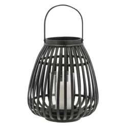 Asra lanterne bambus/glass 25x30 cm svart