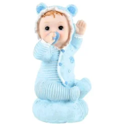 Baby med smokk 9 cm blå