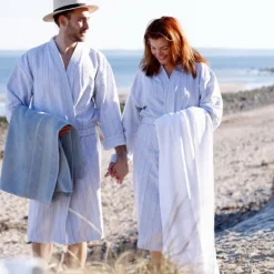 Bath Collection badekåpe L/XL powder blue stripes