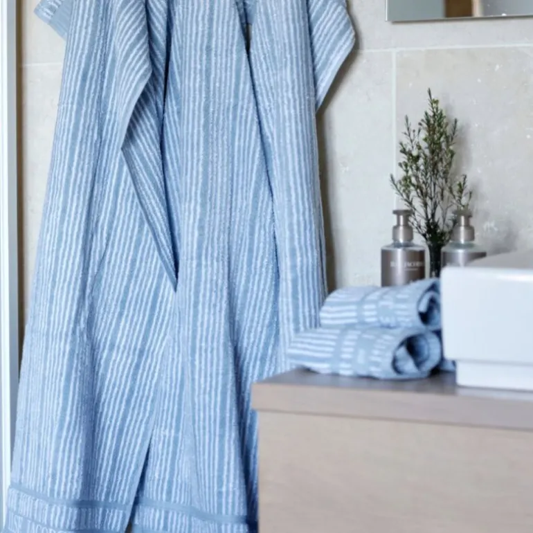 Bath Collection håndkle 50x100 cm 2 stk powder blue stripes