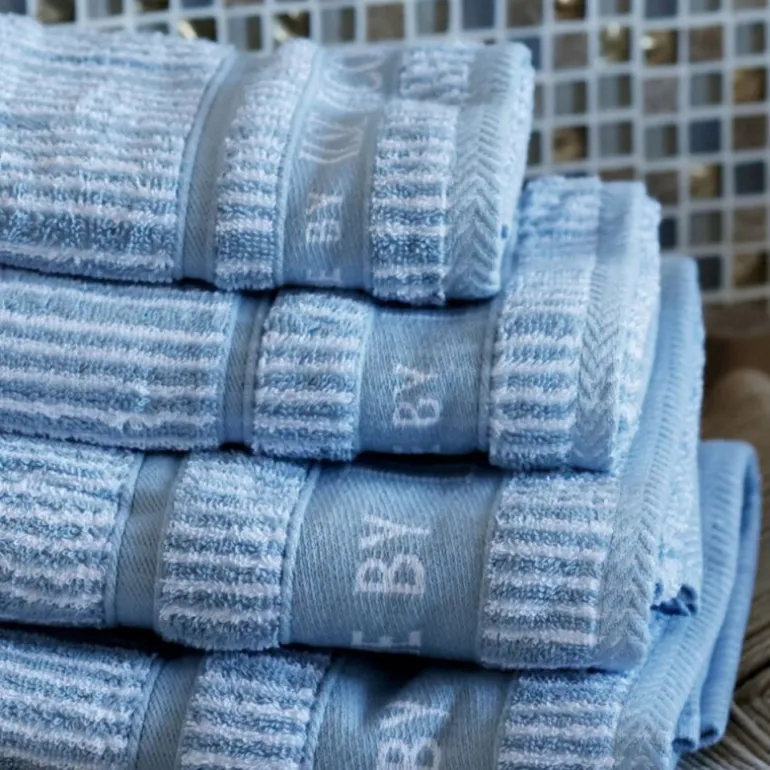 Bath Collection håndkle 50x100 cm 2 stk powder blue stripes