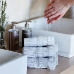 Bath Collection vaskeklut 30x30 cm 4 stk sand beige stripes