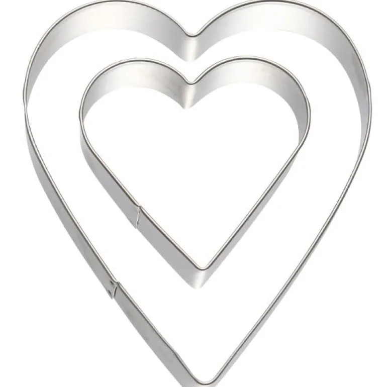 bAYk pepperkakeform 2 stk hjerte sølv