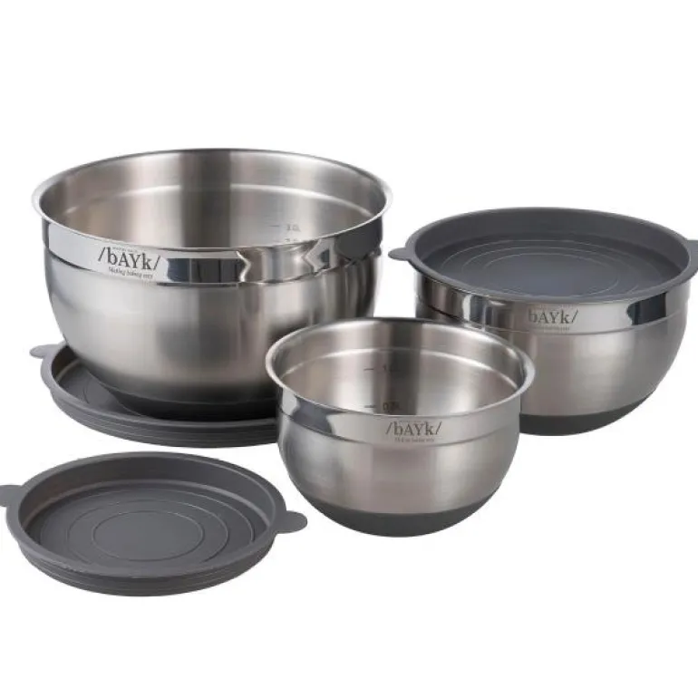 bAYk rørebollesett 3 stk m/lokk stål/svart
