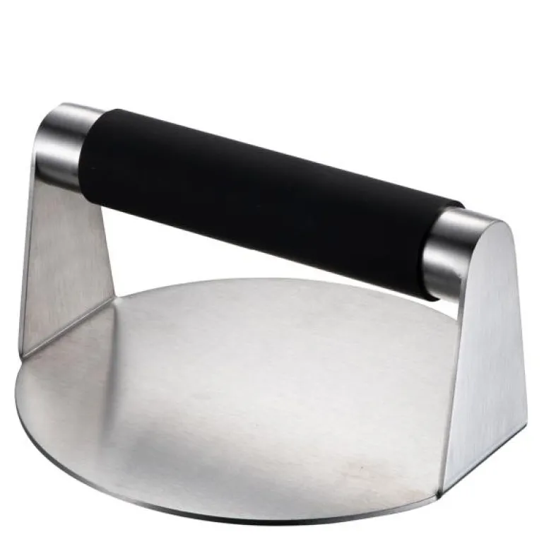 BBQ burgerpresse 14,5 cm svart/børstet