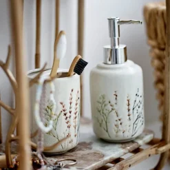 Bea såpedispenser + holder 8 cm natur