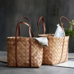 Beach kurv/veske sett 2 deler brun