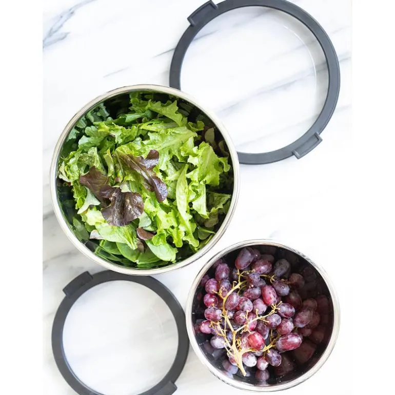 Belle skål med lokk 2 stk 2,5L/1L stål