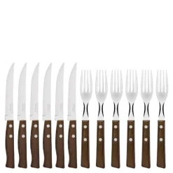 Biffbestikk 12 deler ipê tre/stål