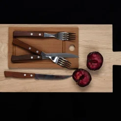 Biffbestikk 12 deler ipê tre/stål