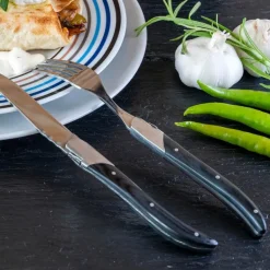 Biffgafler 6 deler svart tre