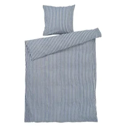Bæk&Bølge Lines sengetøy 140x200 cm mørk blå/hvit