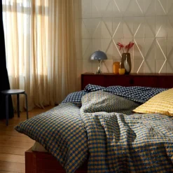 Bæk&Bølge sengetøy 140x220 cm blå/oker