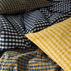 Bæk&Bølge sengetøy 140x200 cm blå/oker