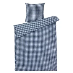 Bæk&Bølge sengetøy 140x200 cm mørk blå/hvit