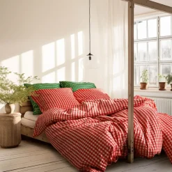 Bæk&bølge sengetøy 140x200 cm rød/gul