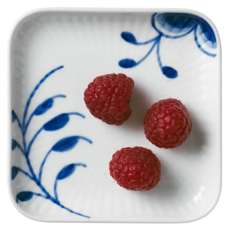 Blå Mega Riflet asjett 9x9 cm