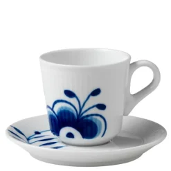 Blå Mega Riflet espressokopp m/skål 9 cl