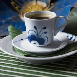 Blå Mega Riflet espressokopp m/skål 9 cl