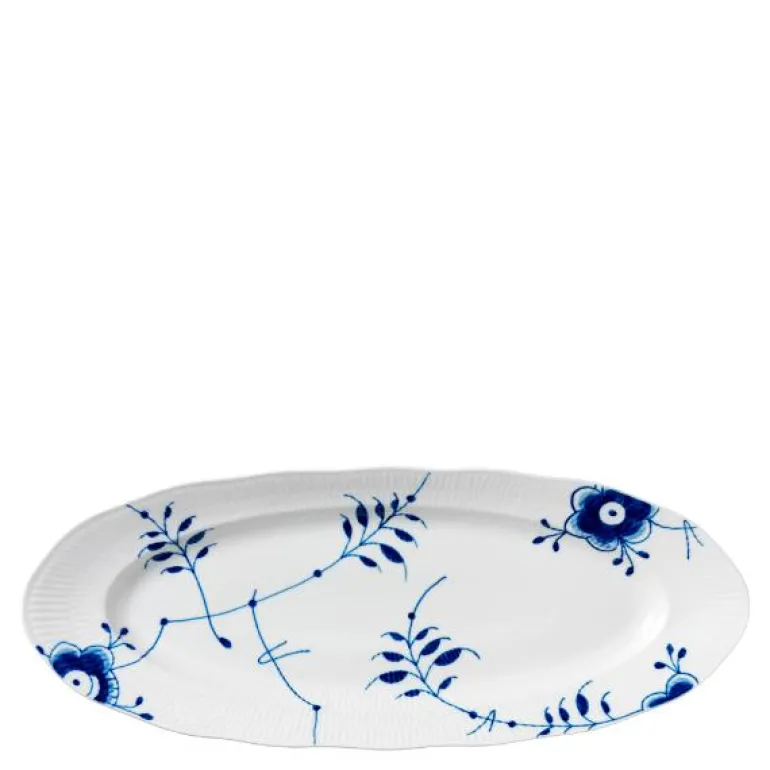 Blå Mega Riflet fat 60 cm