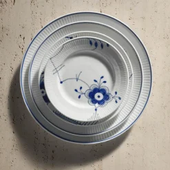 Blå Mega Riflet flat tallerken 17 cm