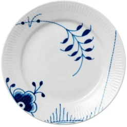 Blå Mega Riflet flat tallerken 19 cm dekor 2