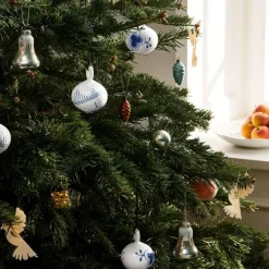 Blå Mega Riflet julekule 9,5 cm deco 1