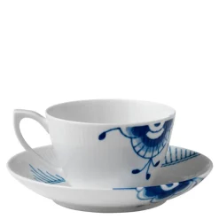 Blå Mega Riflet kopp m/underskål 28 cl