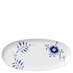 Blå Mega Riflet oval fat 37 cm