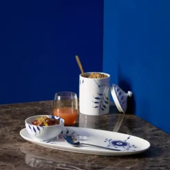 Blå Mega Riflet oval fat 37 cm